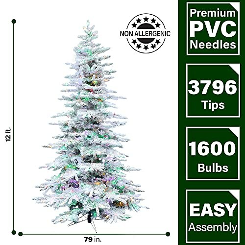 Fraser Hill Farm 12-ft. Pine Valley Flocked Christmas Tree