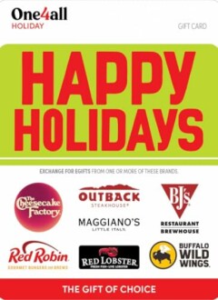 Happy Holidays Dining Gift Card