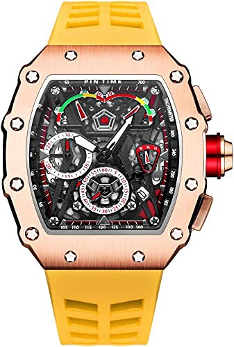 Gosasa Mens Unique Punk Bling Iced Out Dress Watch