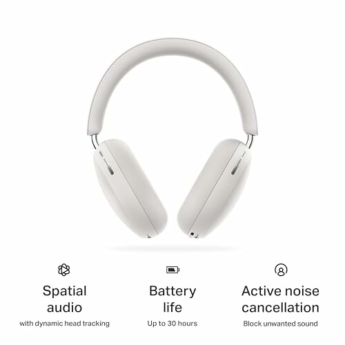 Wireless headphones with spatial audio, 30-hour battery life, and active noise cancellation.